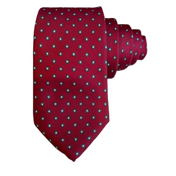 Christian Dior Silk Print Tie Maroon - Picture 1 of 6